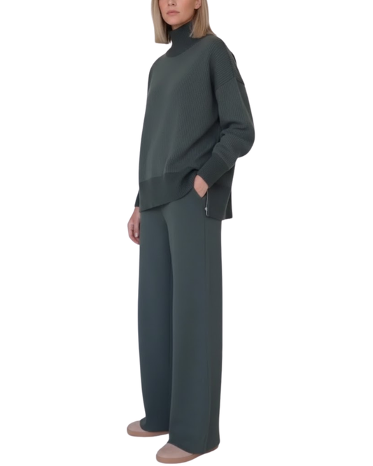 Conjunto de dos piezas con camiseta ancha y pantalones anchos para mujer